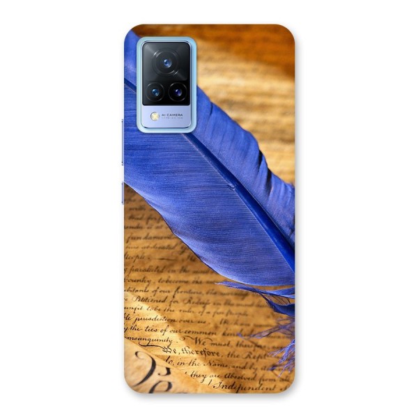 Beautiful Blue Feather Back Case for Vivo V21 5G