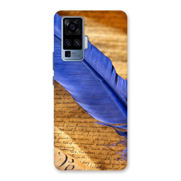 Beautiful Blue Feather Back Case for Vivo X50 Pro