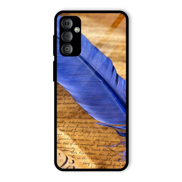 Beautiful Blue Feather Glass Back Case for Galaxy F23