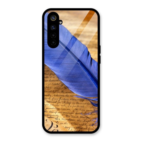 Beautiful Blue Feather Glass Back Case for Realme 6