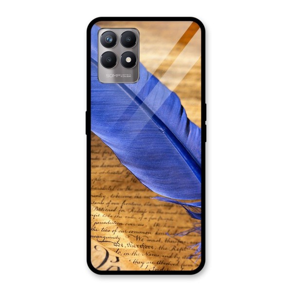 Beautiful Blue Feather Glass Back Case for Realme 8i