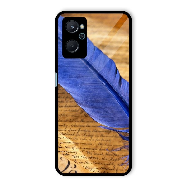 Beautiful Blue Feather Glass Back Case for Realme 9i