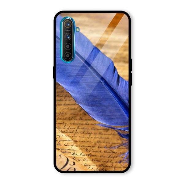 Beautiful Blue Feather Glass Back Case for Realme XT