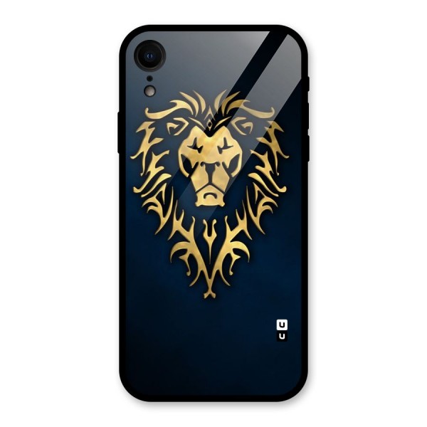 Beautiful Golden Lion Design Glass Back Case for XR