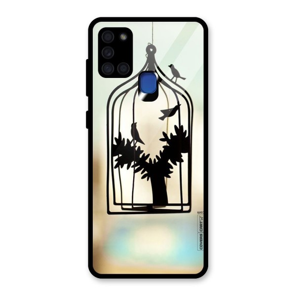 Beautiful Pegion Cage Glass Back Case for Galaxy A21s