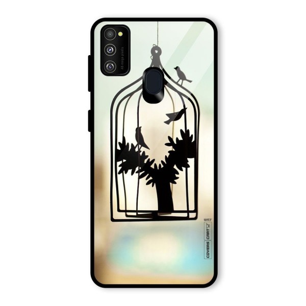 Beautiful Pegion Cage Glass Back Case for Galaxy M21