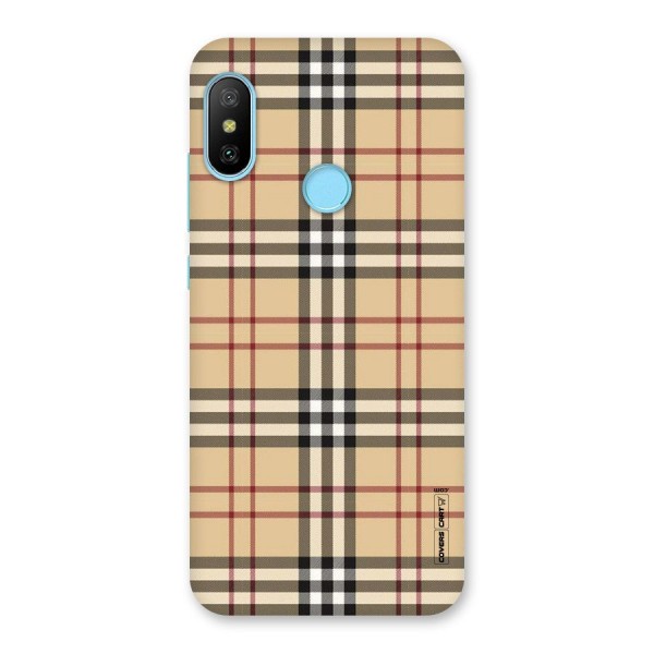 Beige Check Back Case for Redmi 6 Pro