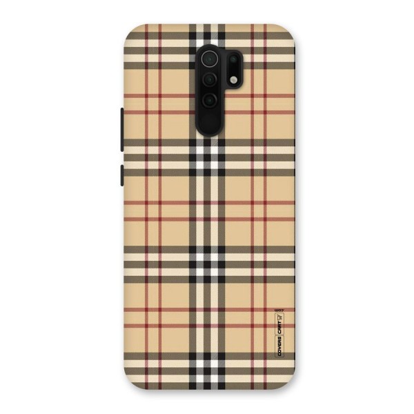 Beige Check Back Case for Redmi 9 Prime