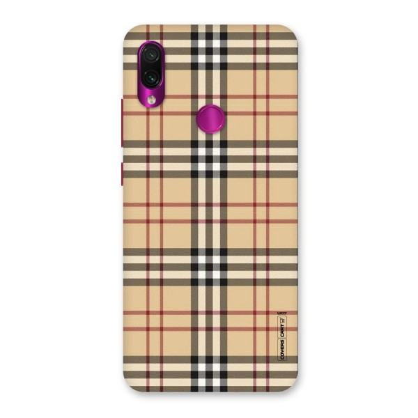 Beige Check Back Case for Redmi Note 7 Pro