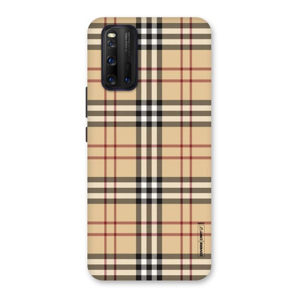 Beige Check Back Case for Vivo iQOO 3