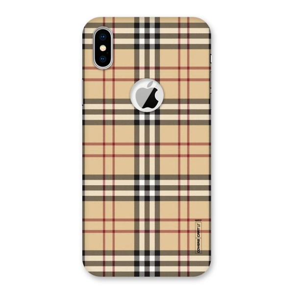 Beige Check Back Case for iPhone X Logo Cut