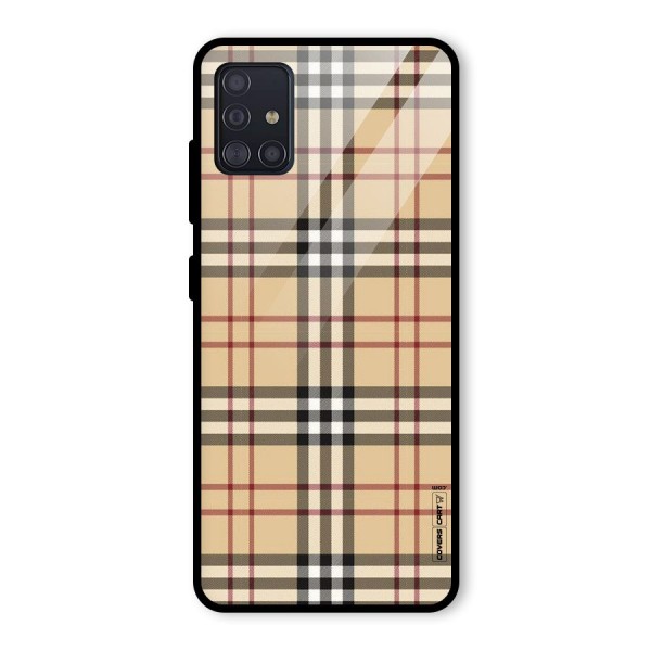 Beige Check Glass Back Case for Galaxy A51