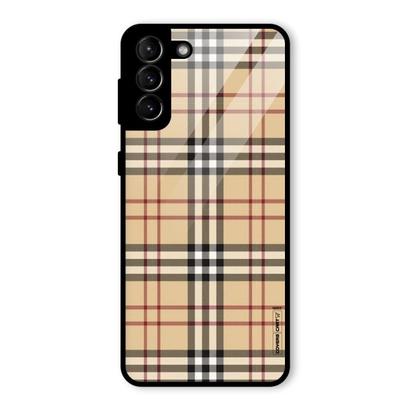 Beige Check Glass Back Case for Galaxy S21 Plus