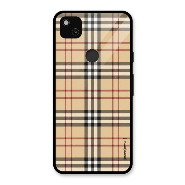 Beige Check Glass Back Case for Google Pixel 4a