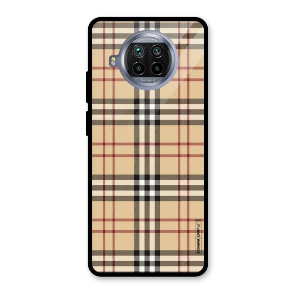 Beige Check Glass Back Case for Mi 10i