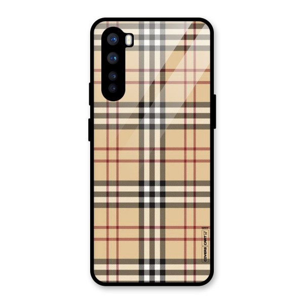 Beige Check Glass Back Case for OnePlus Nord