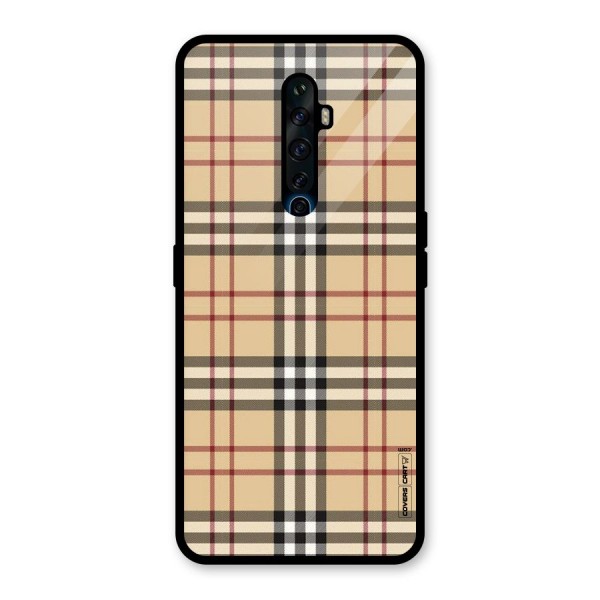 Beige Check Glass Back Case for Oppo Reno2 Z