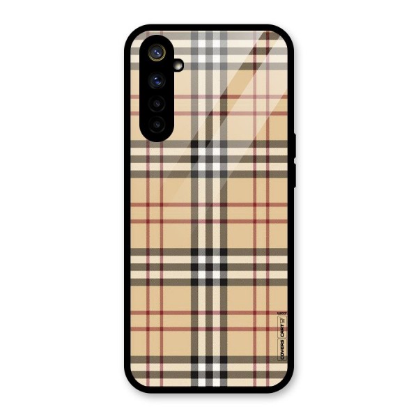 Beige Check Glass Back Case for Realme 6