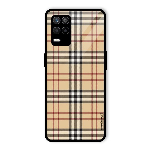 Beige Check Glass Back Case for Realme 9 5G