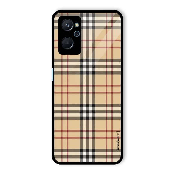 Beige Check Glass Back Case for Realme 9i