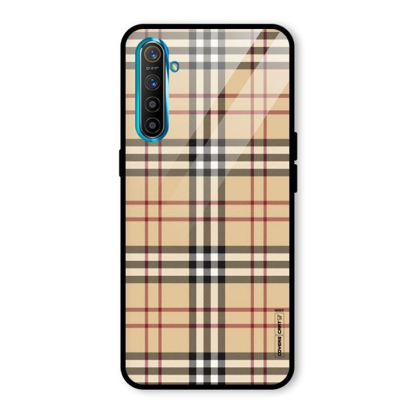 Beige Check Glass Back Case for Realme XT