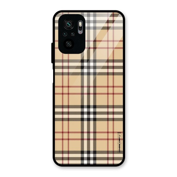 Beige Check Glass Back Case for Redmi Note 10