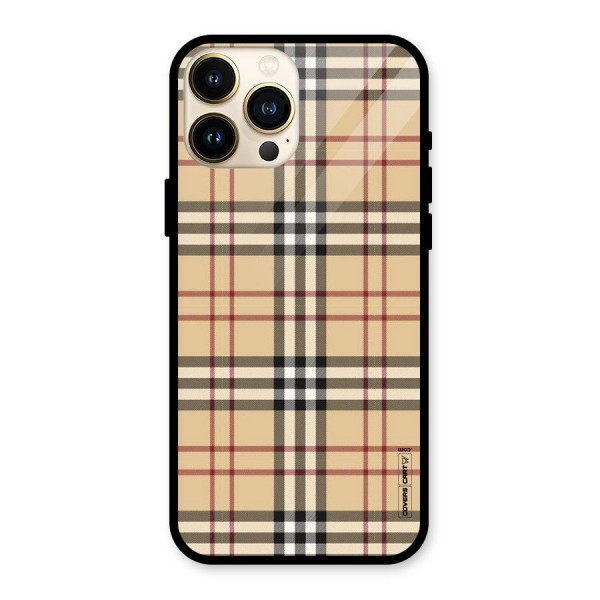 Beige Check Glass Back Case for iPhone 13 Pro Max