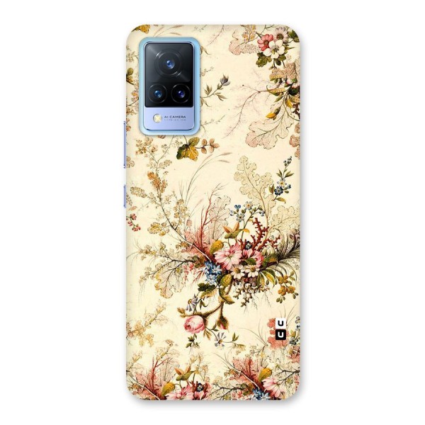 Beige Floral Back Case for Vivo V21 5G