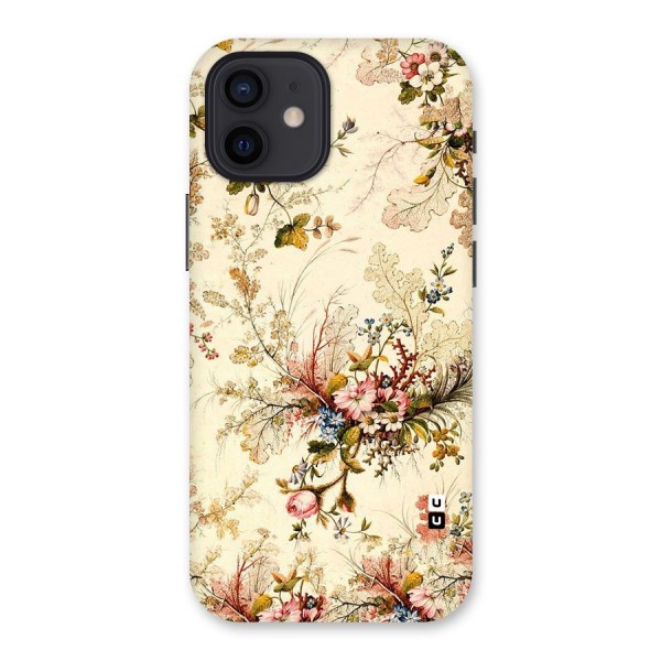 Beige Floral Back Case for iPhone 12