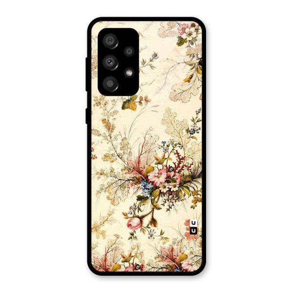 Beige Floral Glass Back Case for Galaxy A32