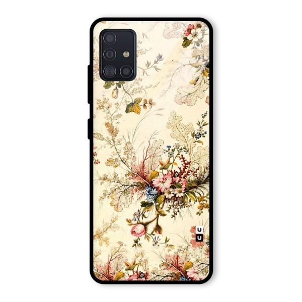 Beige Floral Glass Back Case for Galaxy A51