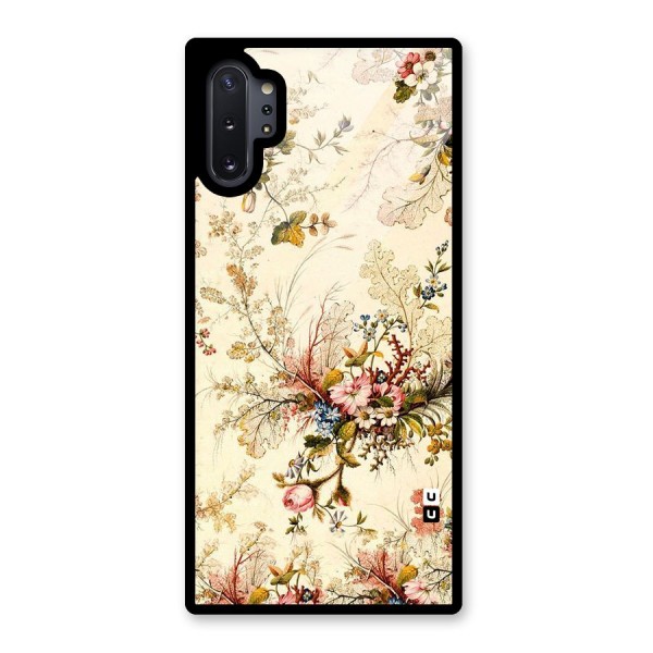 Beige Floral Glass Back Case for Galaxy Note 10 Plus