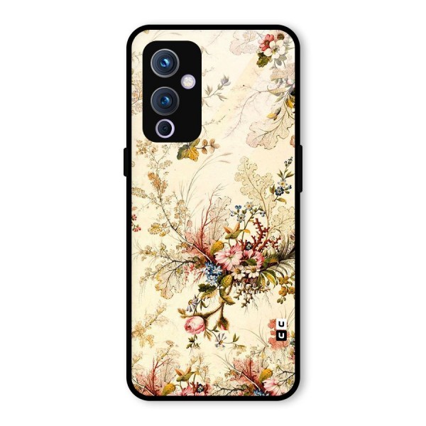 Beige Floral Glass Back Case for OnePlus 9