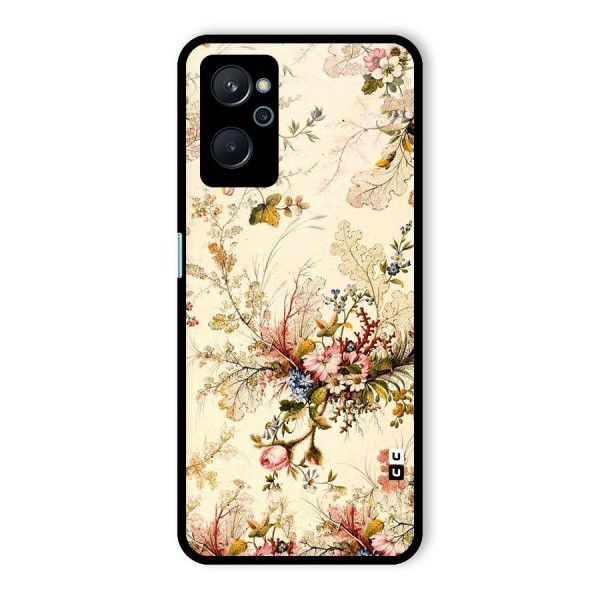 Beige Floral Glass Back Case for Realme 9i