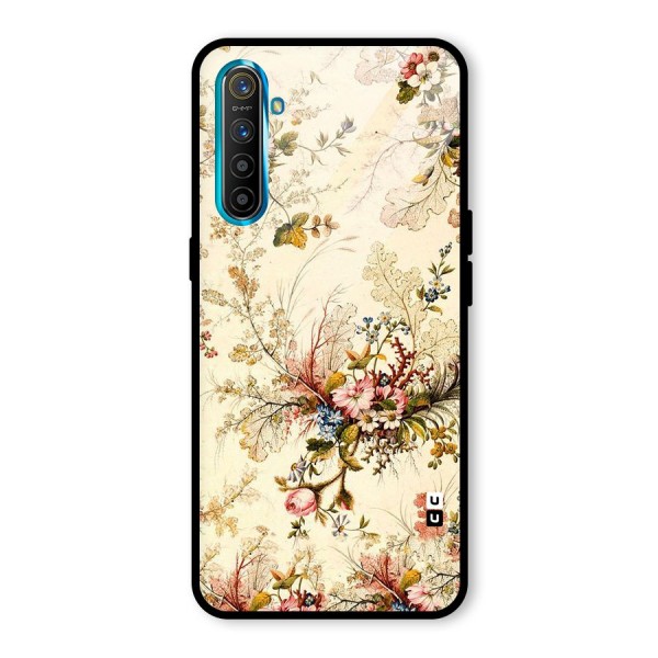 Beige Floral Glass Back Case for Realme XT