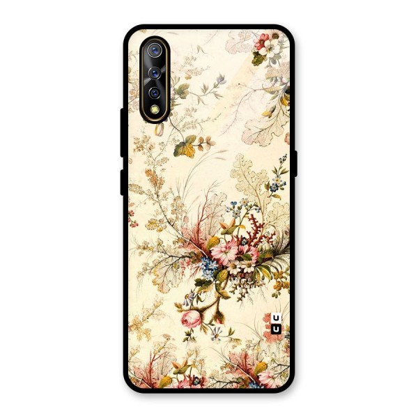 Beige Floral Glass Back Case for Vivo S1