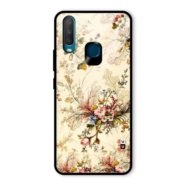 Beige Floral Glass Back Case for Vivo Y12