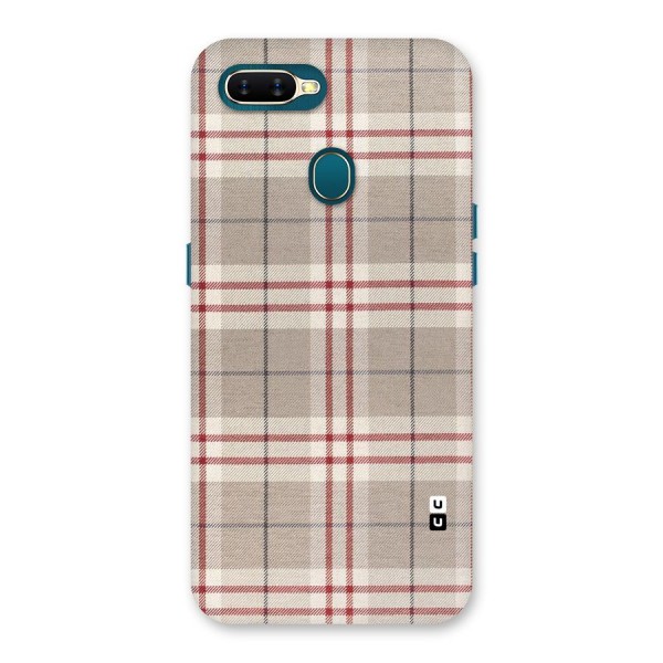 Beige Red Check Back Case for Oppo A12