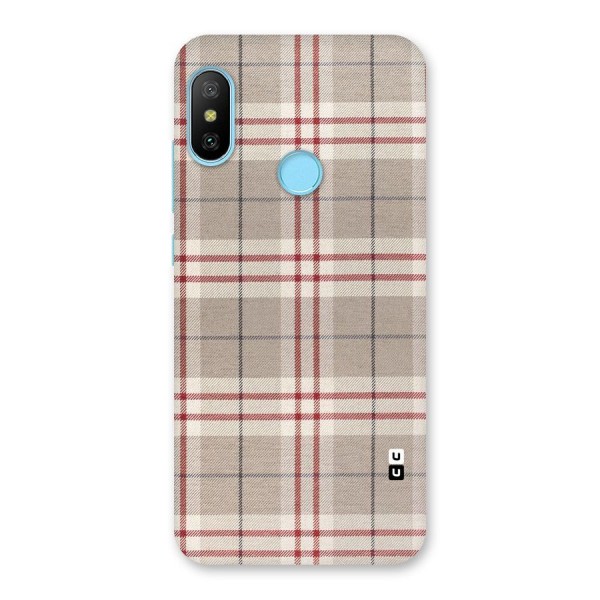 Beige Red Check Back Case for Redmi 6 Pro