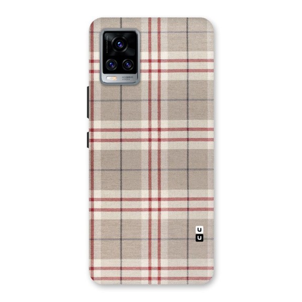 Beige Red Check Back Case for Vivo V20 Pro