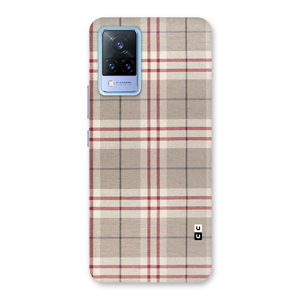 Beige Red Check Back Case for Vivo V21 5G