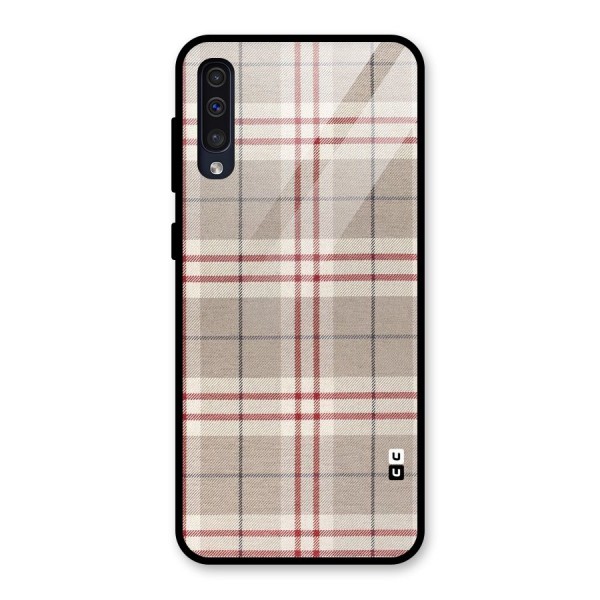 Beige Red Check Glass Back Case for Galaxy A50s