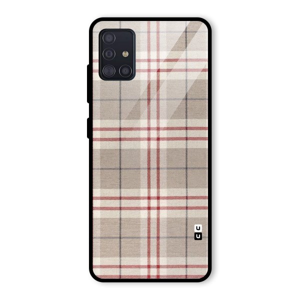 Beige Red Check Glass Back Case for Galaxy A51