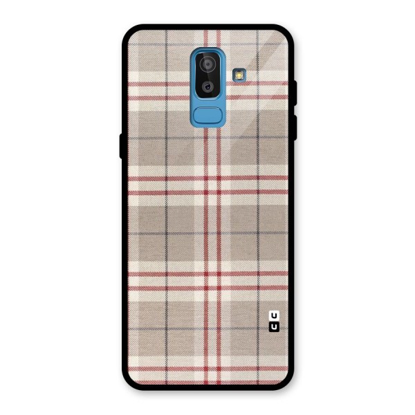 Beige Red Check Glass Back Case for Galaxy J8