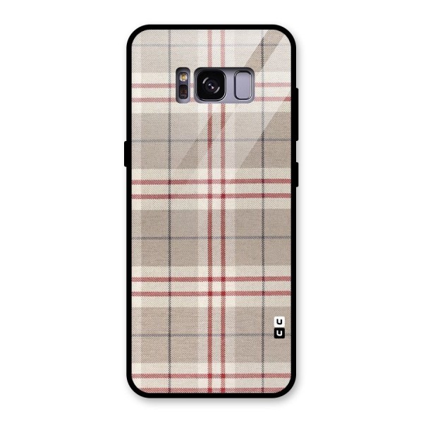 Beige Red Check Glass Back Case for Galaxy S8