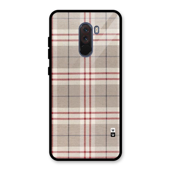 Beige Red Check Glass Back Case for Poco F1