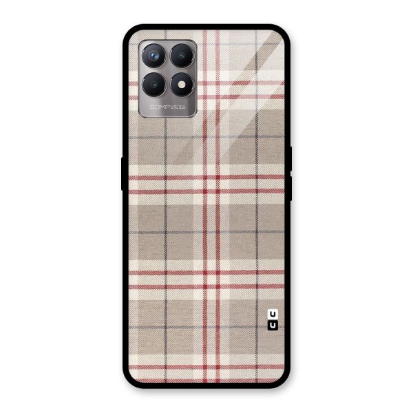 Beige Red Check Glass Back Case for Realme 8i