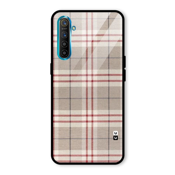 Beige Red Check Glass Back Case for Realme XT