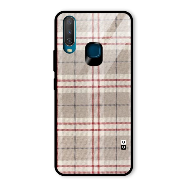 Beige Red Check Glass Back Case for Vivo Y12