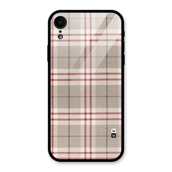 Beige Red Check Glass Back Case for XR